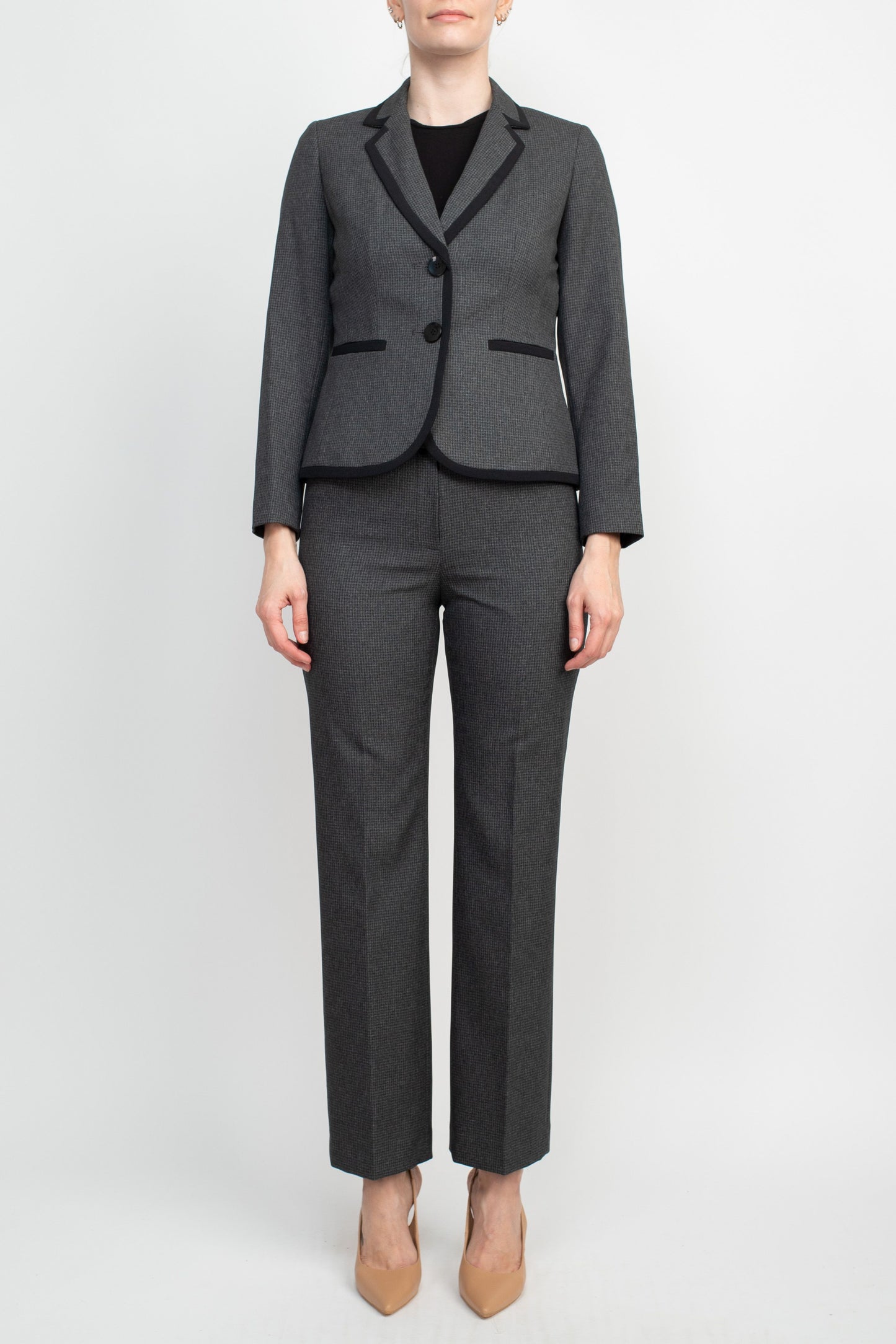 Le Suit Notched Collar 2 Button Pants Suit