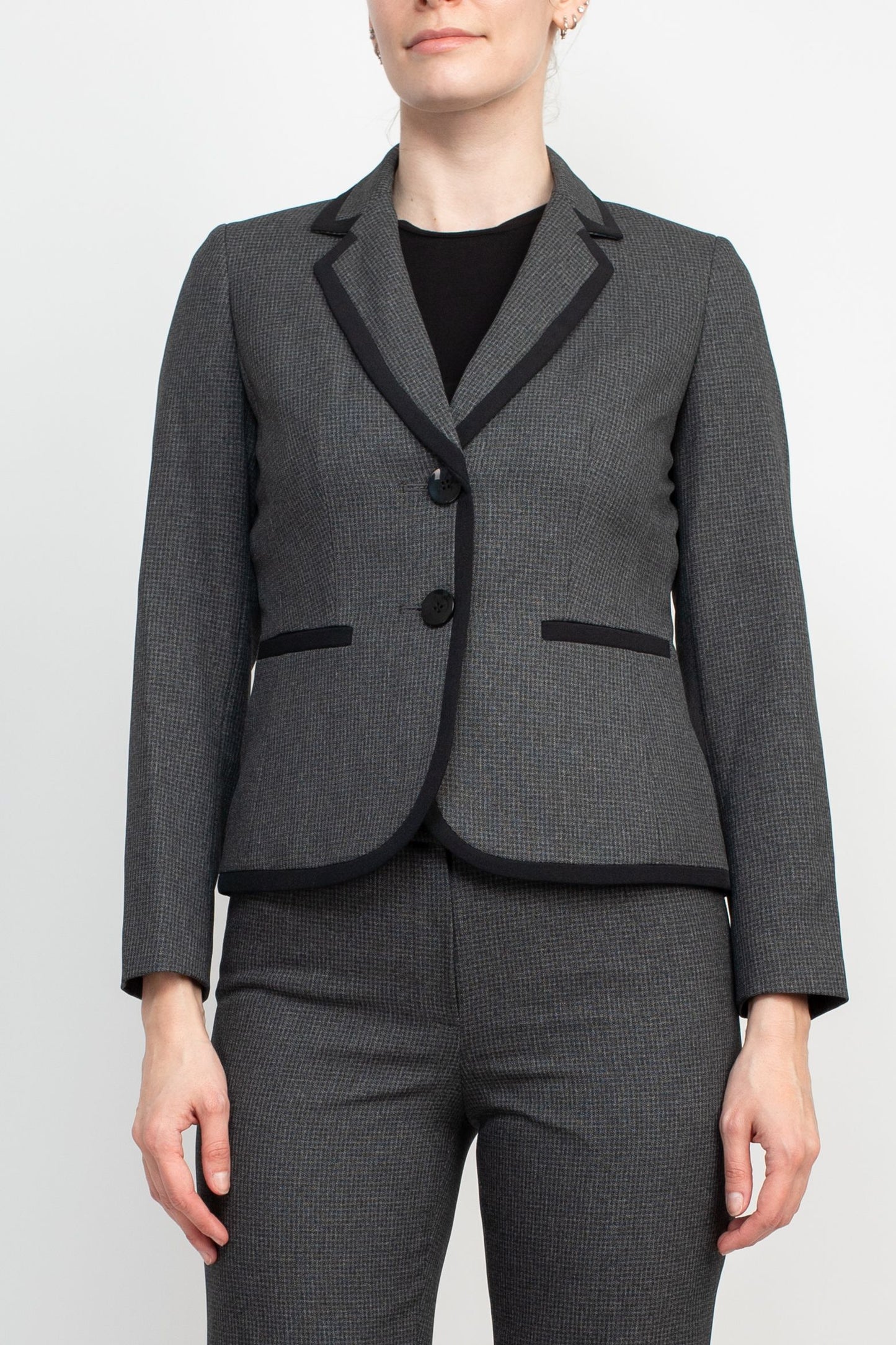 Le Suit Notched Collar 2 Button Pants Suit