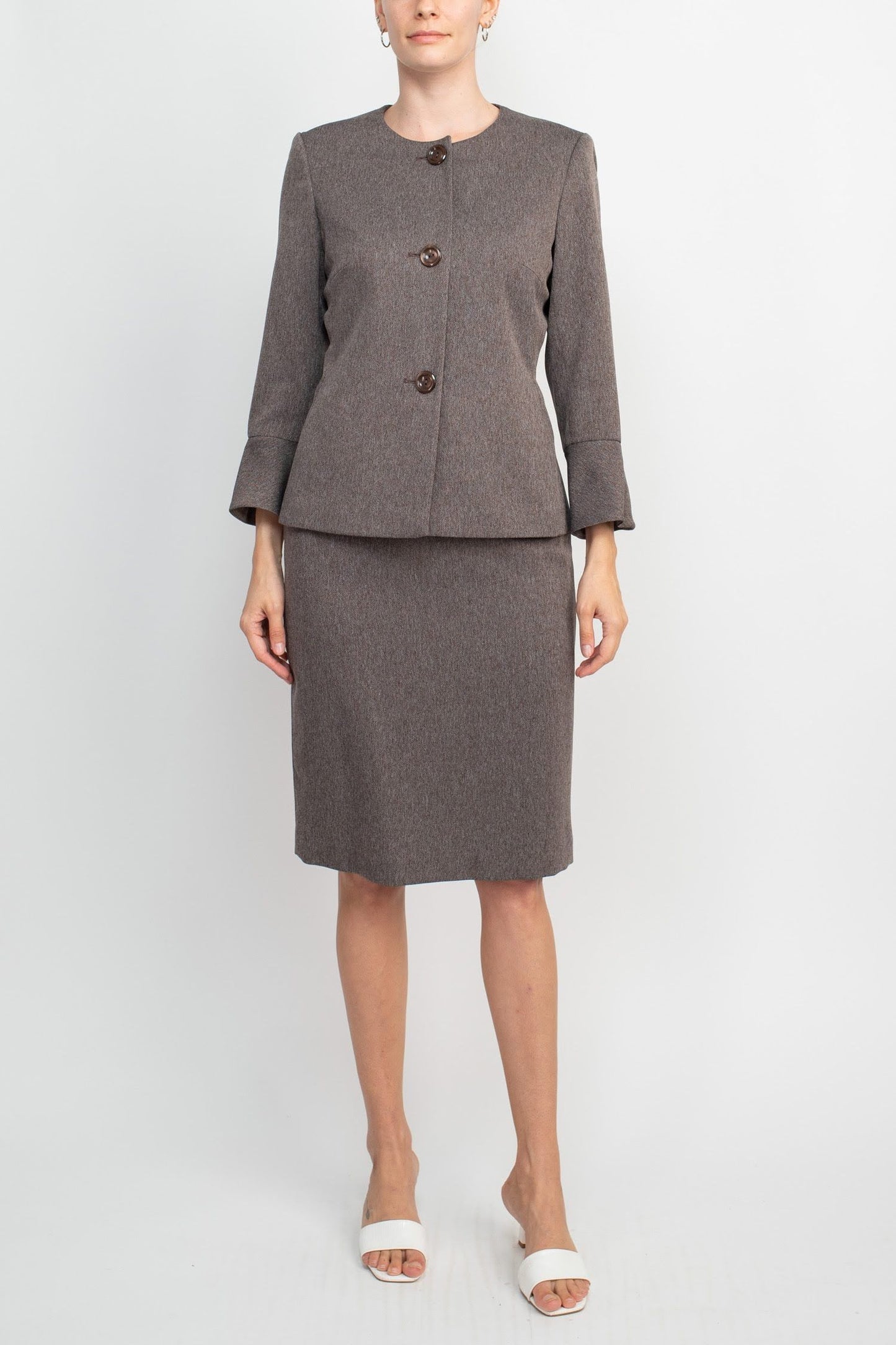 NYP Suits Crew Neck 3 Button Skirt Set