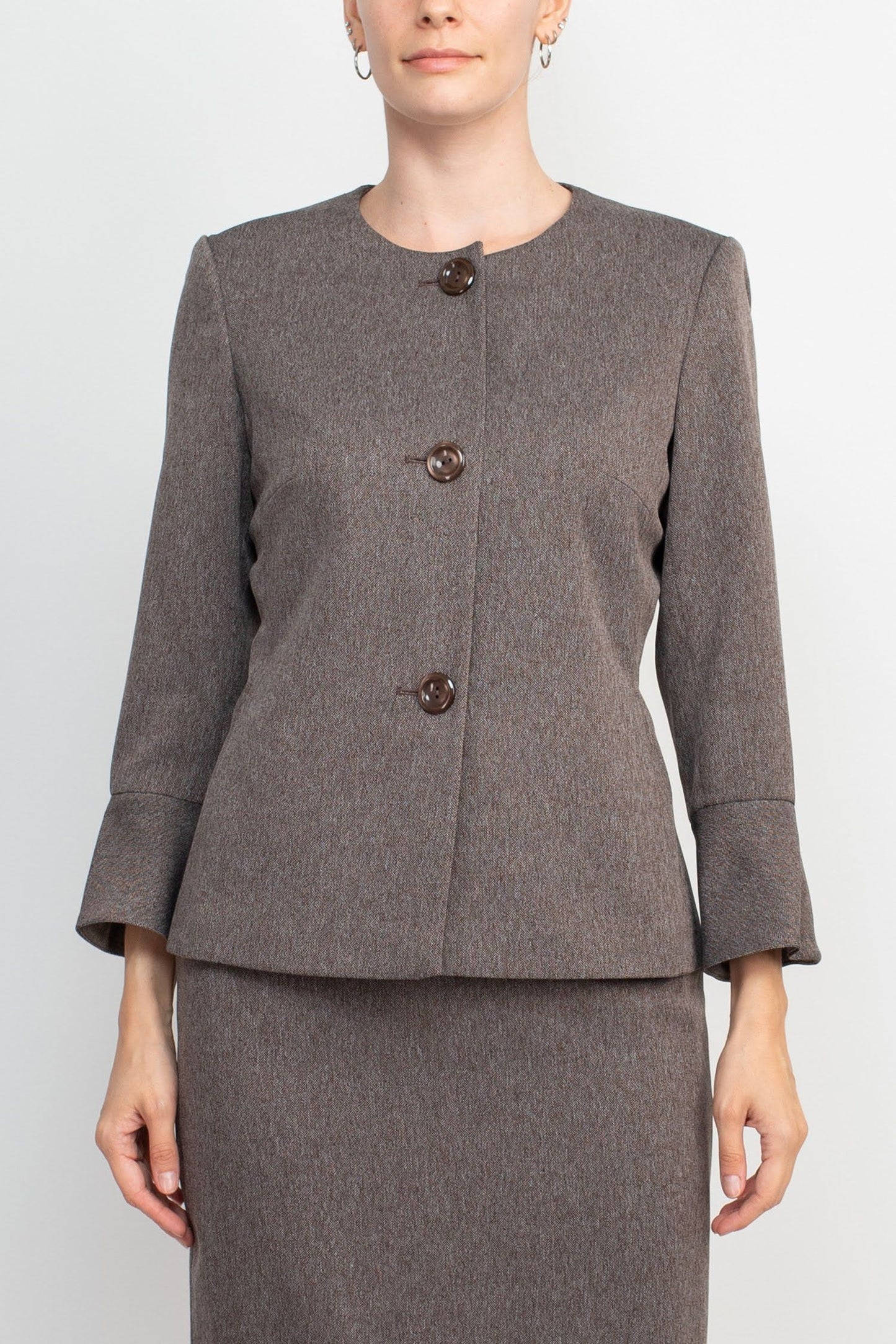 NYP Suits Crew Neck 3 Button Skirt Set