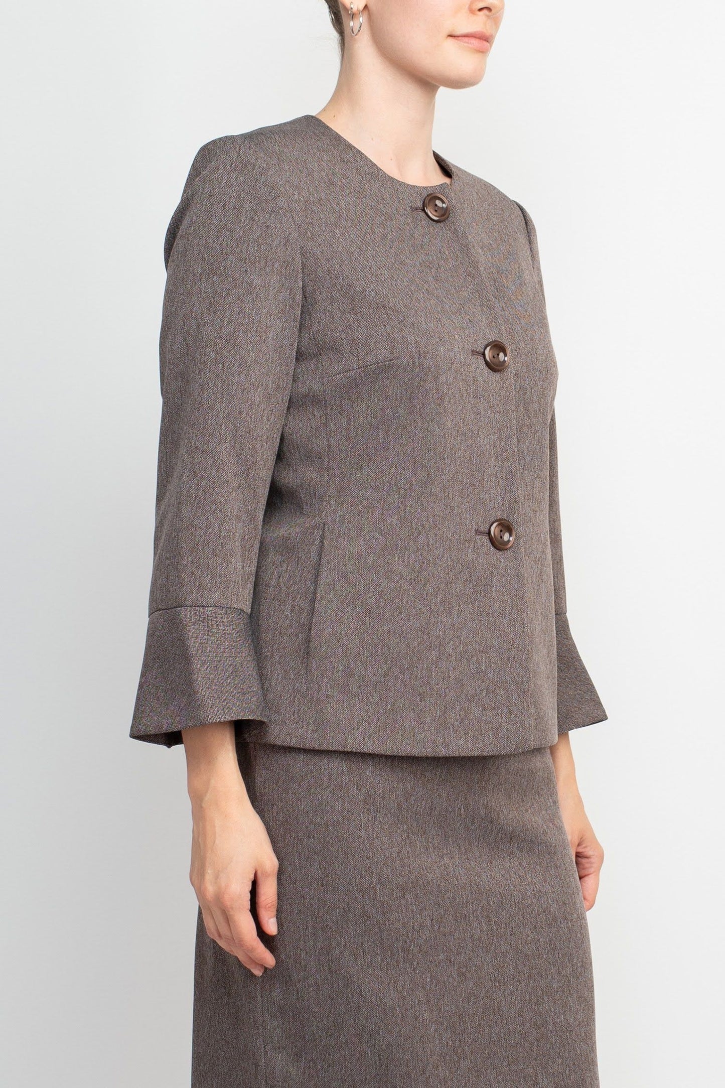 NYP Suits Crew Neck 3 Button Skirt Set