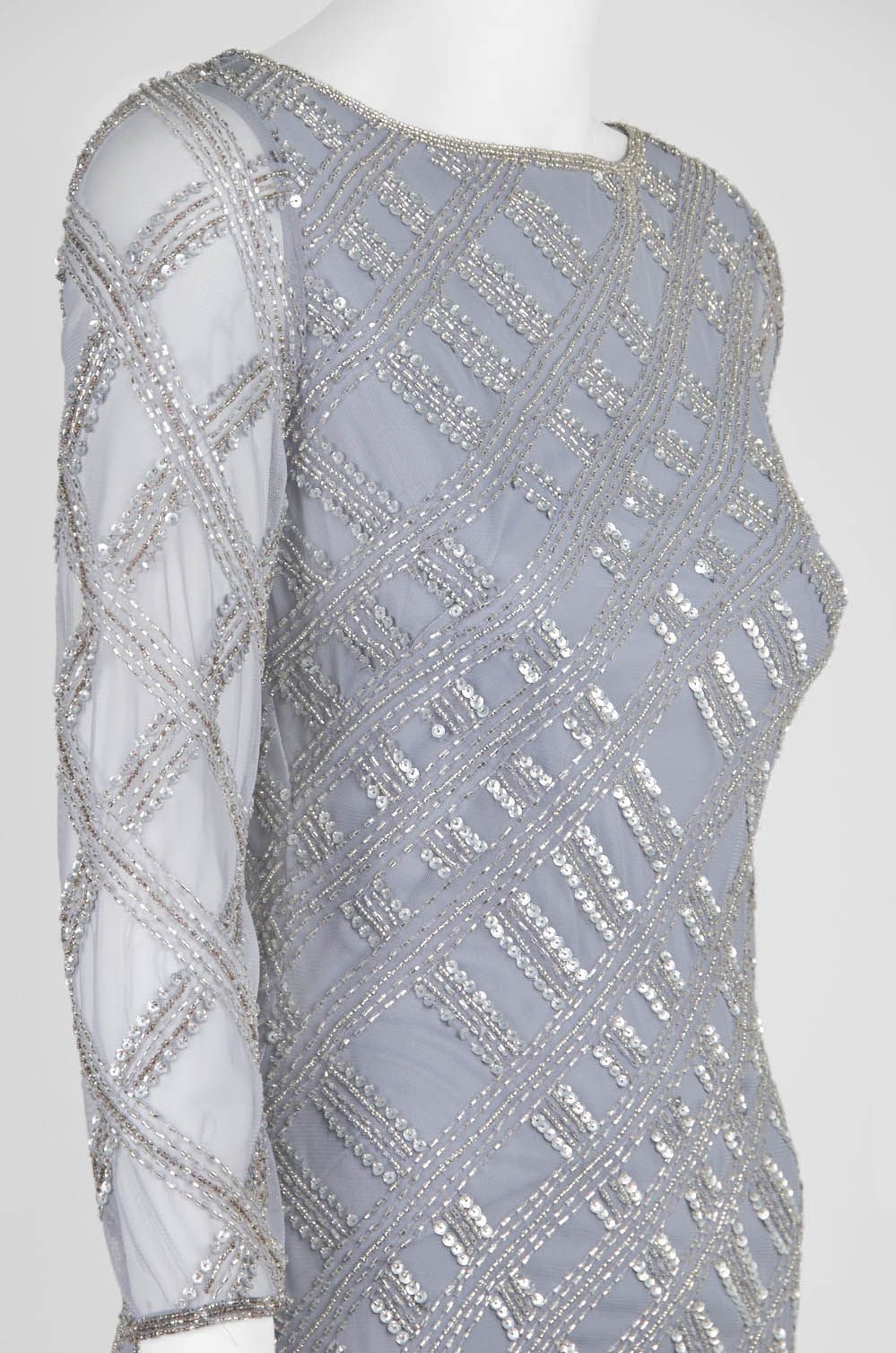 Adrianna Papell Beaded CrossHatch Gown