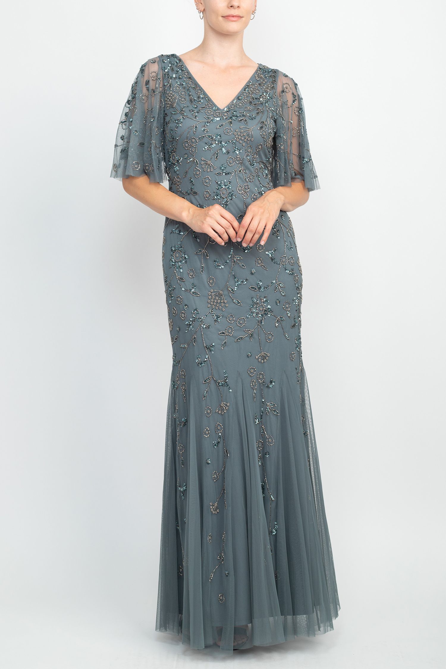 adrianna papell green sequin dress Embellished Gown Adrianna Papell Burgundy Sequin Dress Adrianna Papell Studio Bead Halterneck Maxi Dress, Gem Green