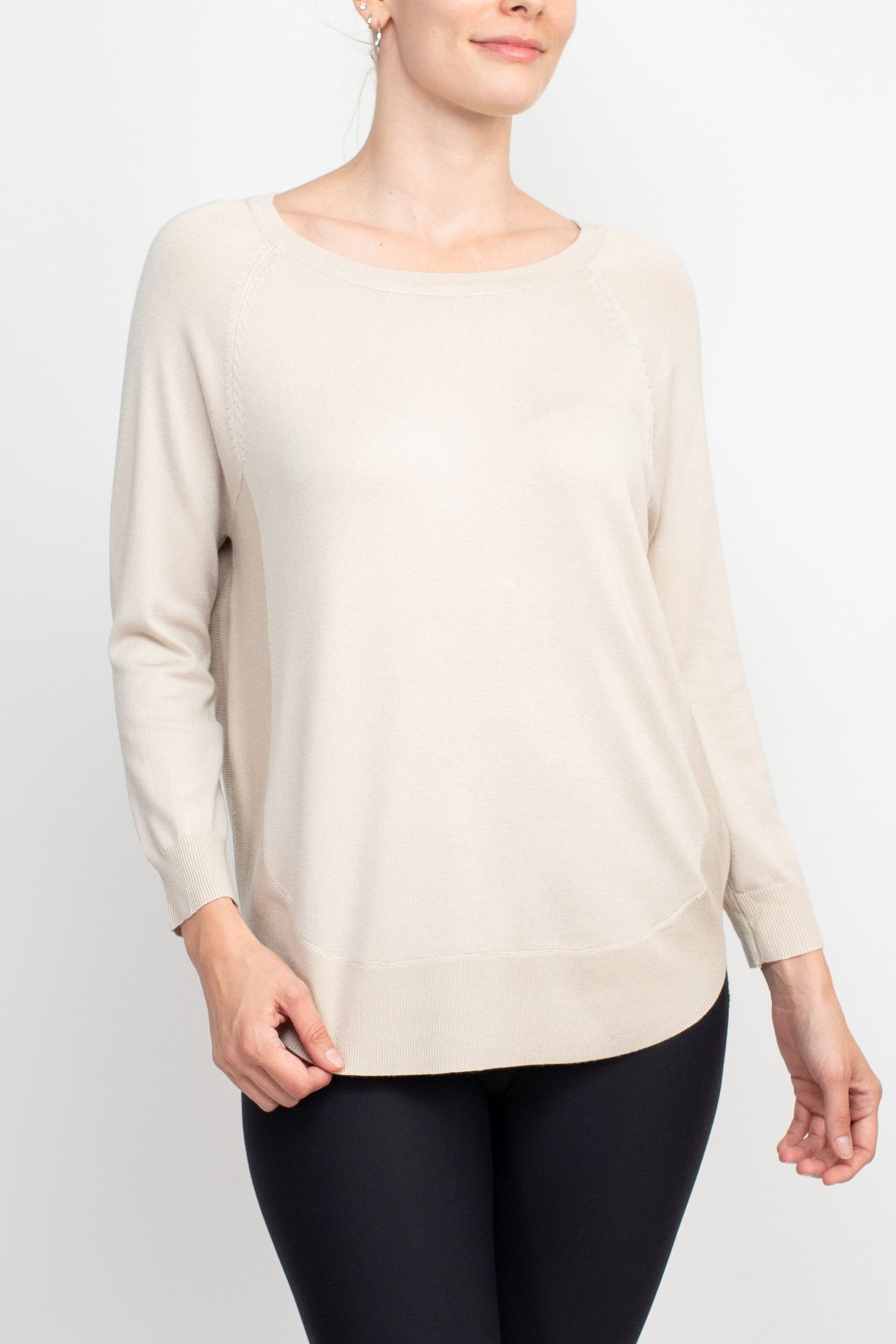 Anna Rose Scoop Neck Long Sleeve Knit Top