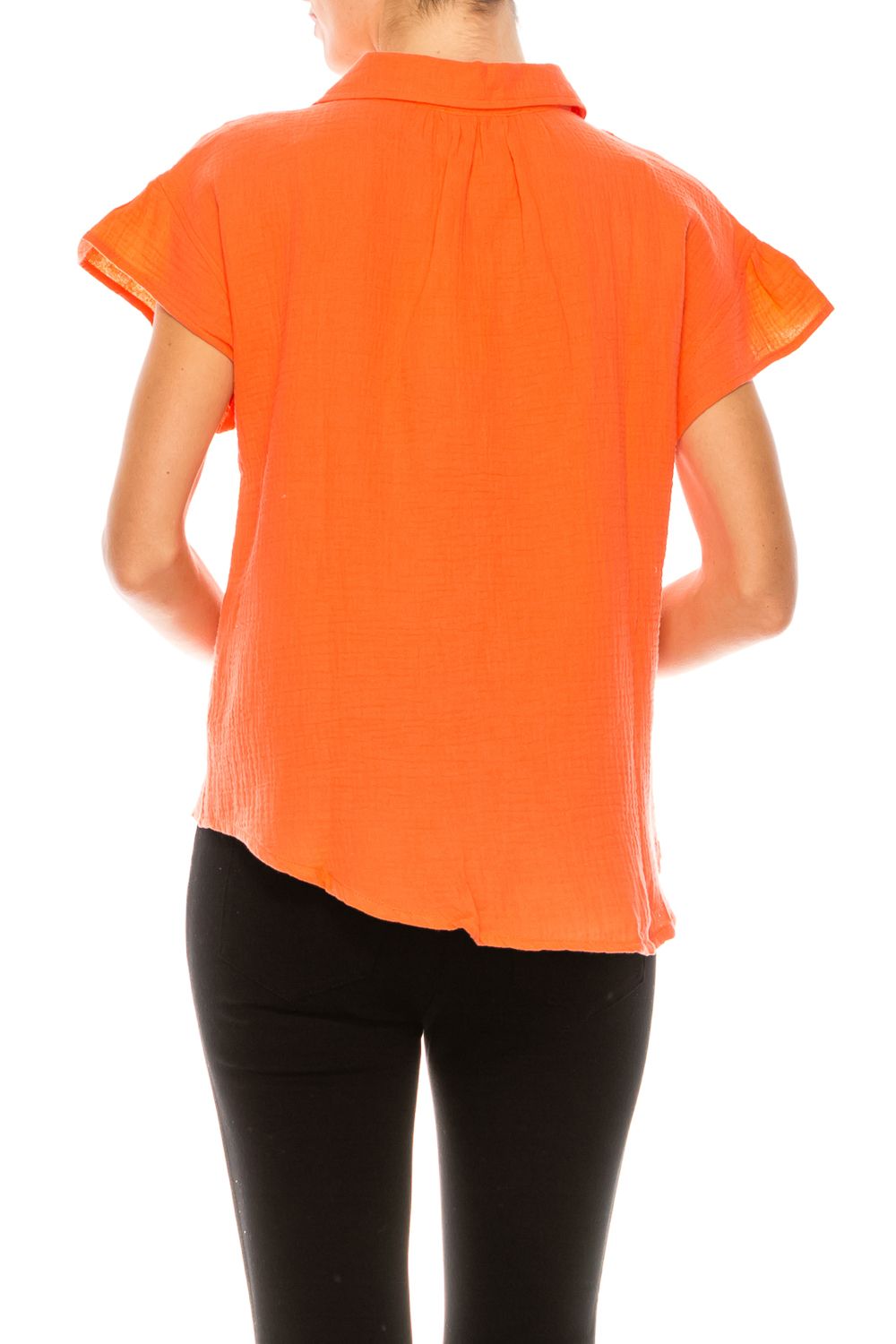 Grand & Greene Bubble Linen Collared Button Top