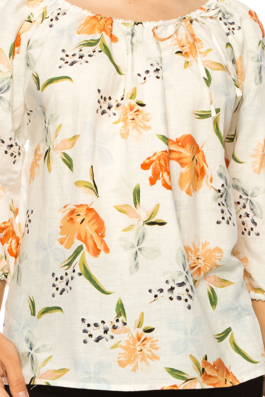 Hester & Orchard Floral Print Peasant Top