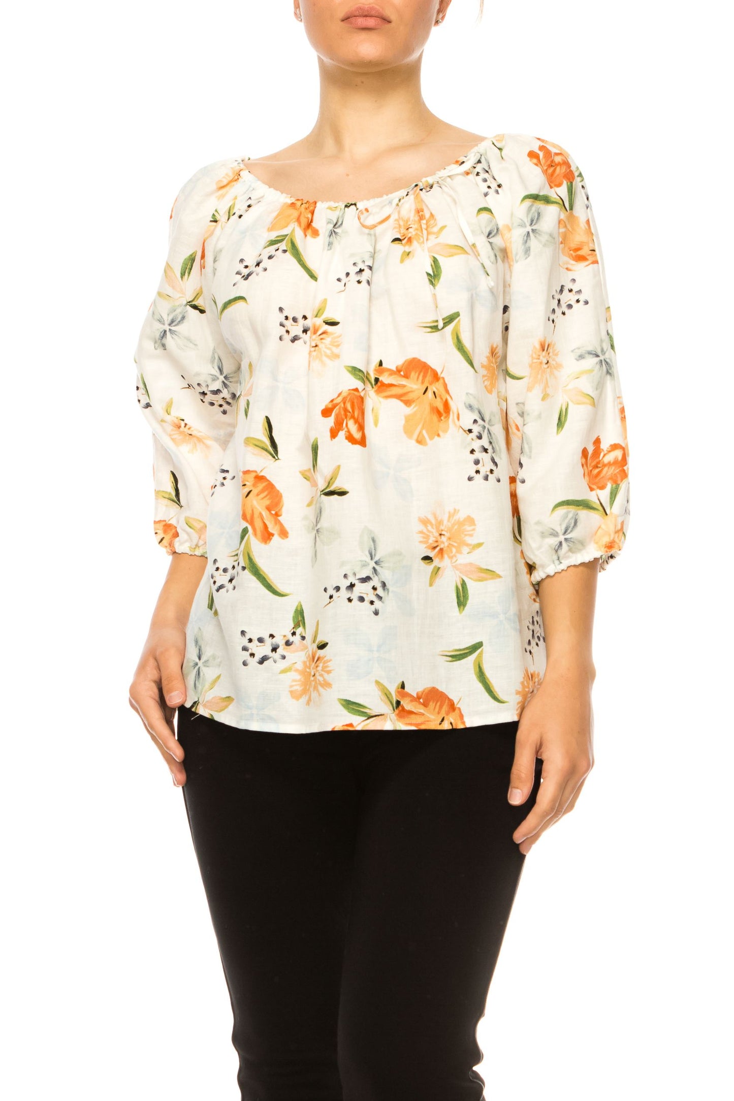 Hester & Orchard Floral Print Peasant Top