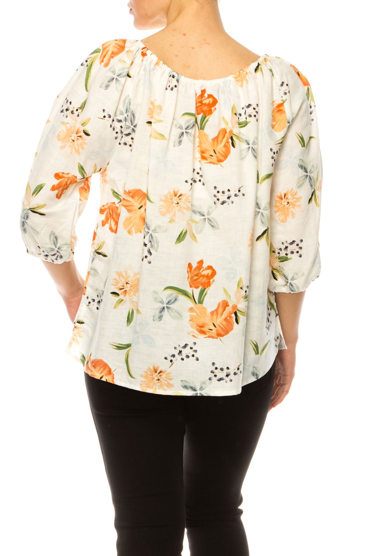 Hester & Orchard Floral Print Peasant Top