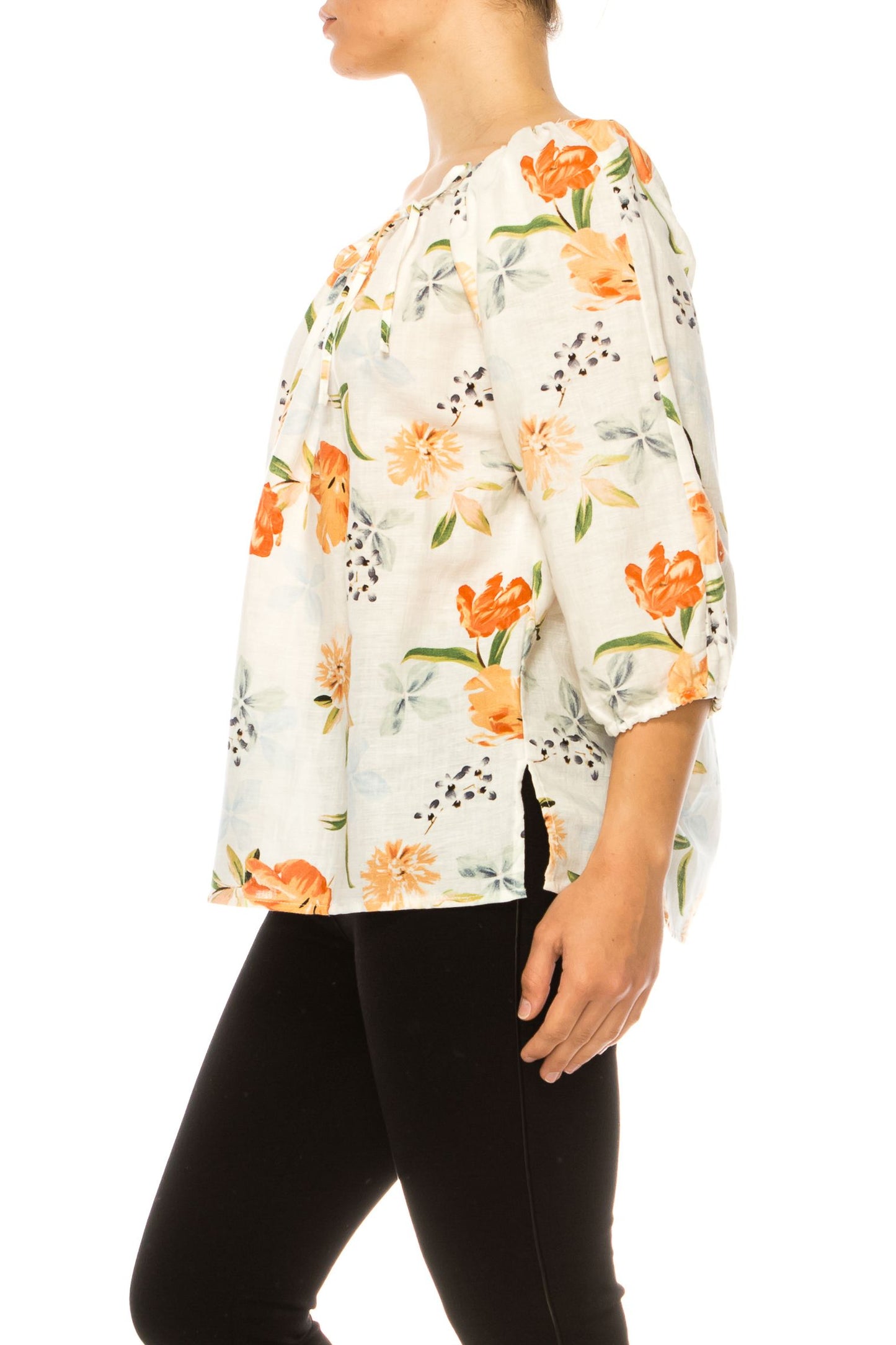 Hester & Orchard Floral Print Peasant Top