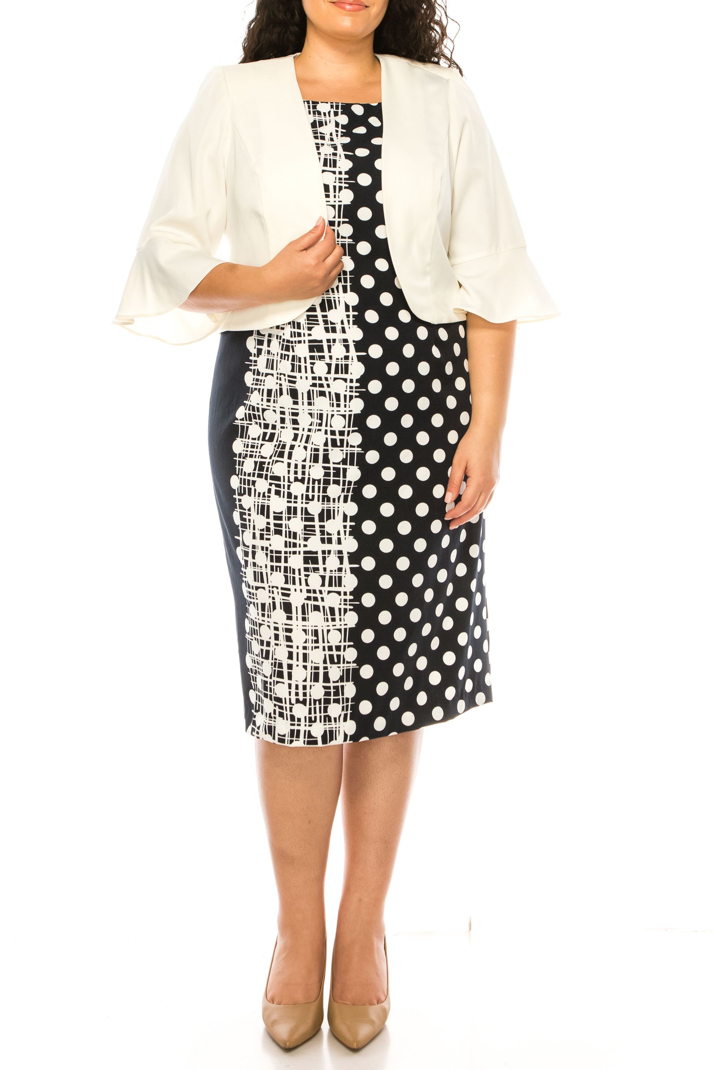 Maya Brooke Polka Dot Jacket Dress