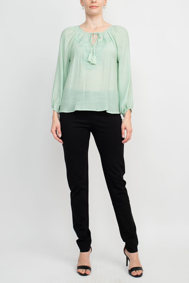 Zac & Rachel Crew Neck Tie Neck Top