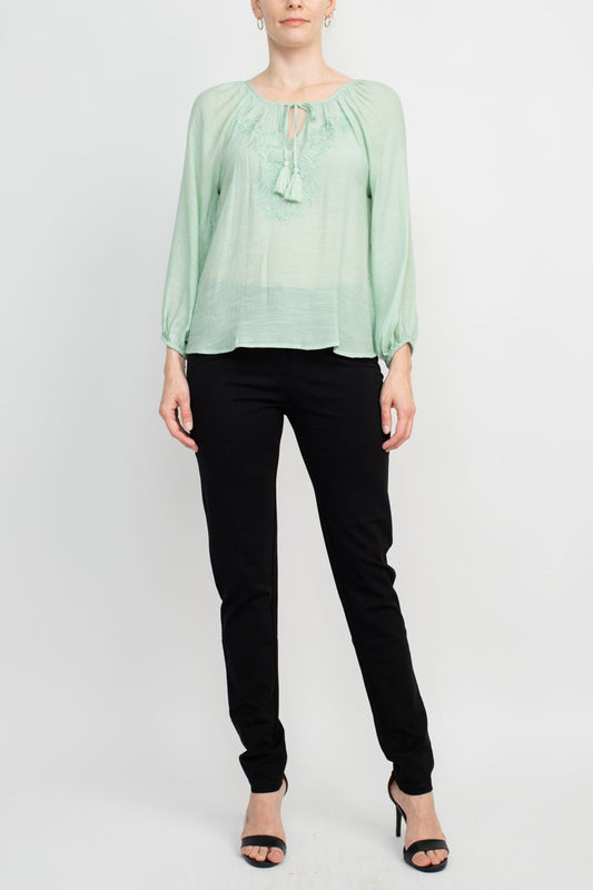 Zac & Rachel Crew Neck Tie Neck Top