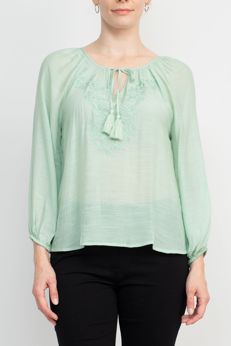 Zac & Rachel Crew Neck Tie Neck Top