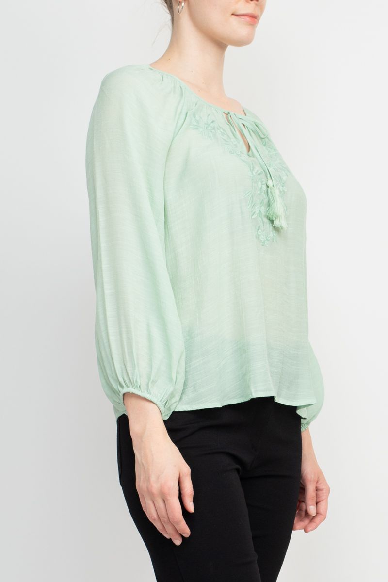 Zac & Rachel Crew Neck Tie Neck Top